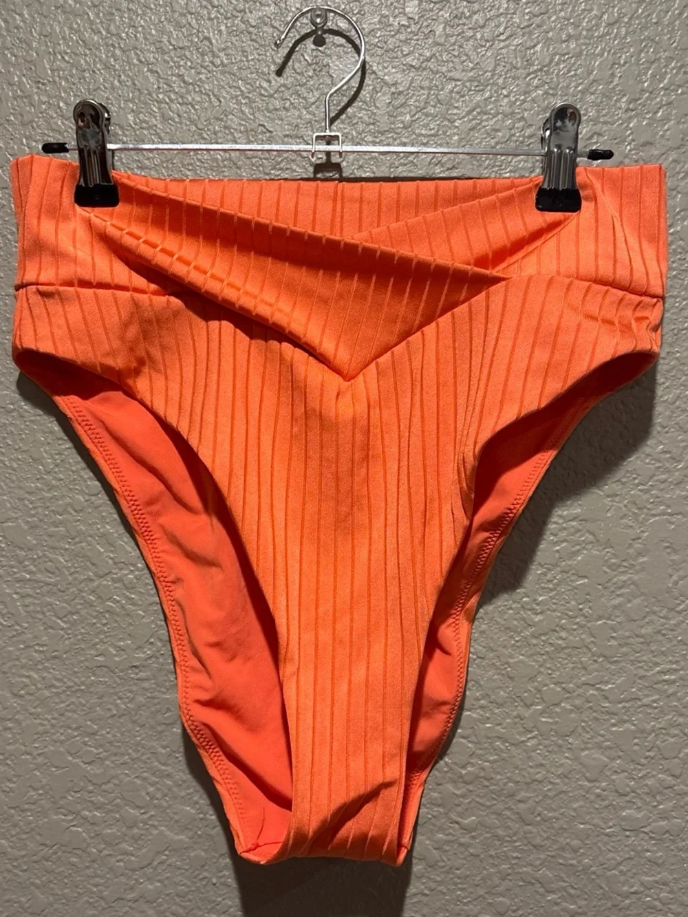 Aerie Orange High Waisted High Leg Cheeky Swim Bottom